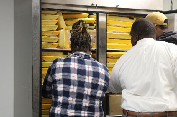 Pastor Richard Williams, of the Metropolitan United Methodist Church in Montgomery, Alabama, assesses do<em></em>nations at the Beacon Center, a food pantry and resource center operated by the church. The center opened in 2022 and says it is seeing an increasing number of families ask for help finding food.