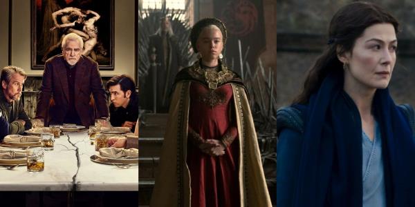 Split image of Succession, House of the Dragon, and Wheel of Times
