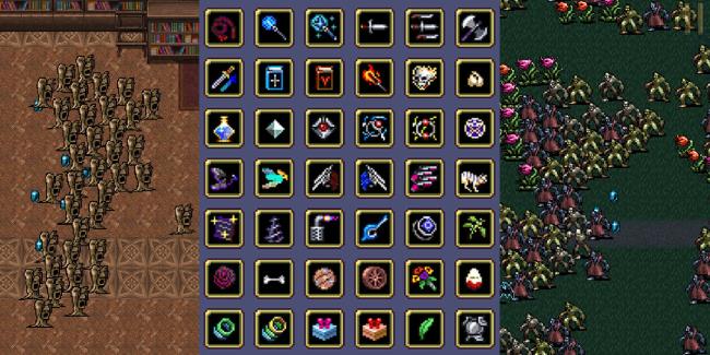 A Split Image Depicting Scenes And UI From Vampire Survivors