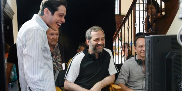 Judd Apatow and Pete Davidson on the set of The King of Staten Island