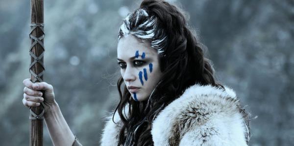 Olga Kurylenko as a warrior with face paint in Centurion