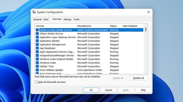 System Co<em></em>nfiguration window in Windows 11