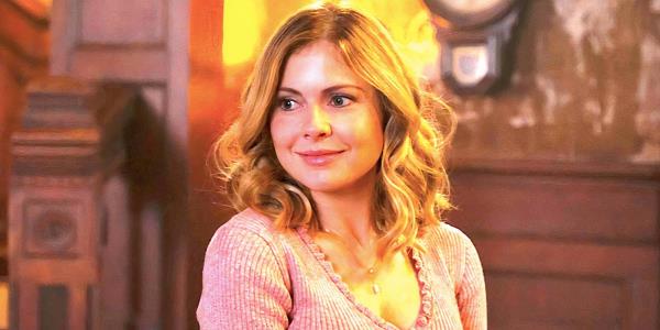 Rose McIver's Sam smiles in Ghosts