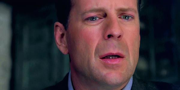 Bruce Willis looking scared as Malcolm in The Sixth Sense