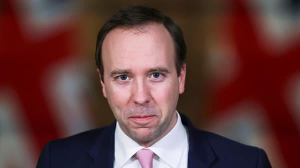Britain's Health Secretary Matt Hancock looks on, during a coro<em></em>navirus media briefing in Downing Street, London, Wednesday March 17, 2021. (Hannah McKay/Pool Photo via AP)</p>

<p>　　