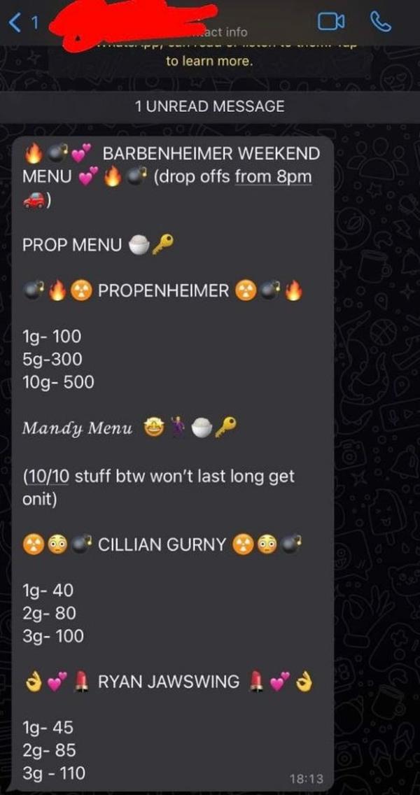 The mad drugs menu has gone viral