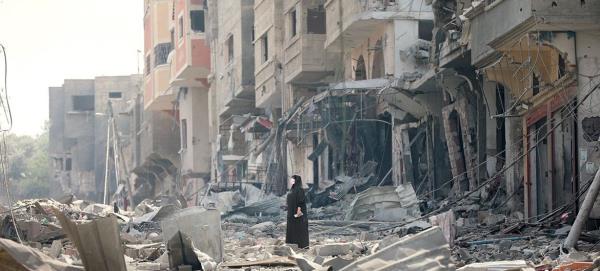 Extensive destruction is seen in the Gaza strip following Israeli airstrikes on 10 October 2023.