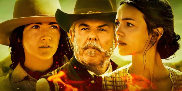 Isabelle Fuhrman as Diamond Kittredge, Danny Huston as Colo<em></em>nel Albert Houghton, and Ella Hunt as Juliette Chesney in Horizon: An American Saga - Chapter 1