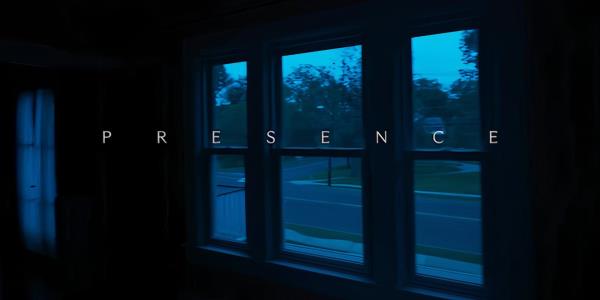 A view out a window in a suburban neighborhood in Presence