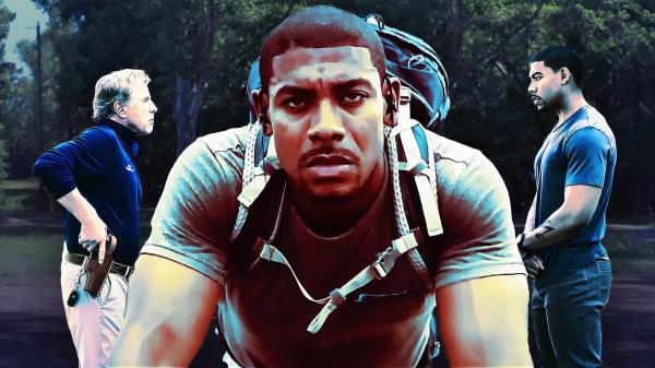 An edited image of Aaron Pierre and Don Johnson in Rebel Ridge