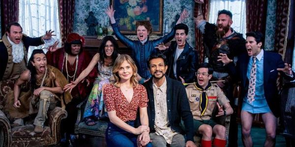 Sam and Jay post with the rest of the cast of Ghosts