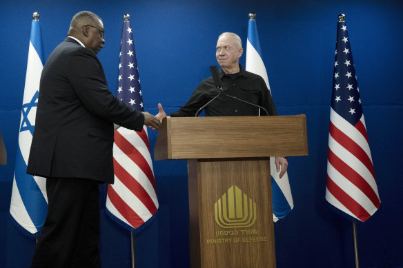 US Defence Secretary Lloyd Austin meets Israeli Defence Minister Yoav Gallant in Israel last month.