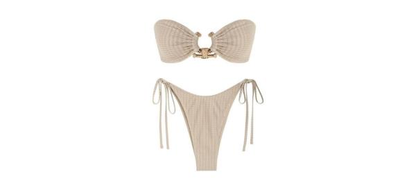 Zaful me<em></em>tal Ring Bandeau Bikini Set 