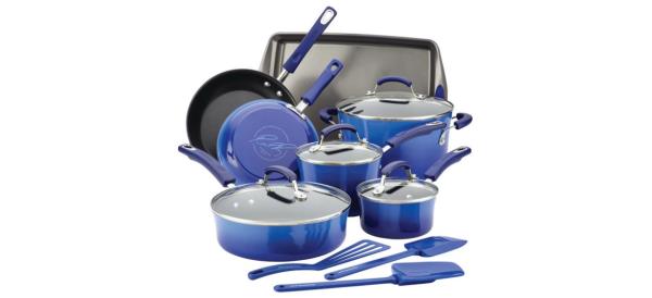 Blue Rachael Ray Classic Brights No<em></em>nstick Cookware Pots and Pans Set