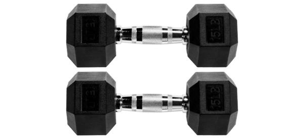 Best Signature Fitness Rubber Encased Hex Dumbbells