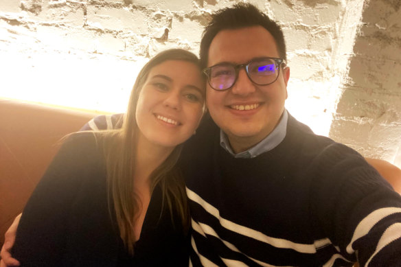 Brittany Higgins and her partner David Sharaz.