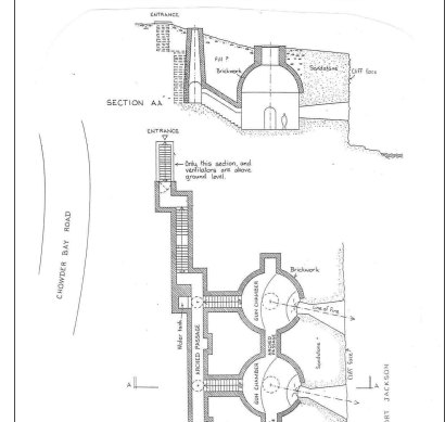 A plan gives a sense of the scale of the Beehive Casemate. 