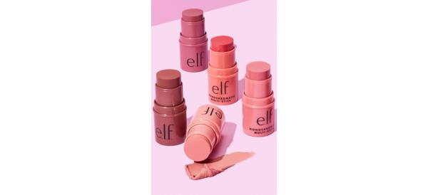 Various colors of e.l.f. Mo<em></em>nochromatic Multi Sticks on pink background