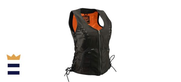 Milwaukee Leather MLL4575 Women's Black Leather Vest with Side Laces